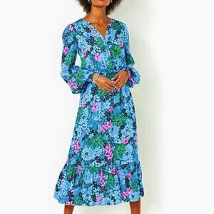 Lilly Pulitzer "Loubella" smocked Midi dress.